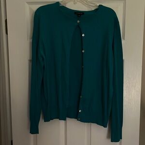 Lands' End Women's Teal Cardigan Sweater
